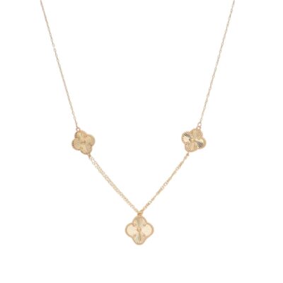 گردنبند طلا ونکلیف تراش 3 گل (کم اجرت)