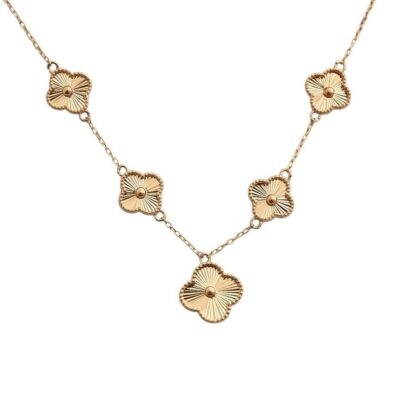 گردنبند طلا ونکلیف تراش ۵ گل (کم اجرت)