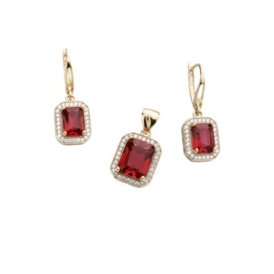 نیم ست طلا یاقوتی نگین دار