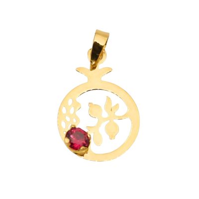 پلاک طلا شاخه انار سولیتر