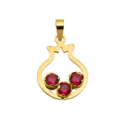 پلاک طلا انار دونه سرخ سولیتر