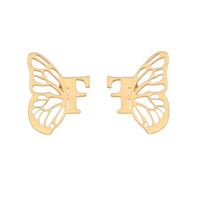 گوشواره طلا حروف پروانه ای F